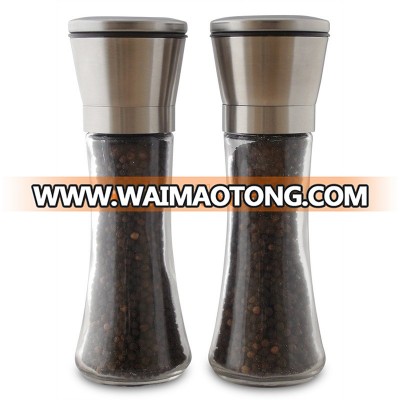 Stainless Steel Spice grinder Salt and Pepper Grinder Set of 2 ,Salt & Pepper Mill with Adjustable Ceramic Grinding Mechanism