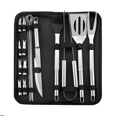 Amazon 2020 Hot Sale Stainless Steel BBQ Tools 18pcs Perfect Outdoor Barbecue Grill Utensils Set with Oxford Fabric Case Package